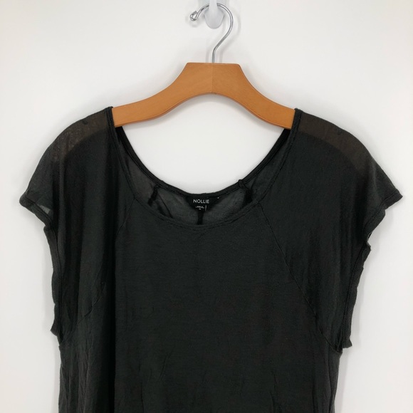 Nollie Charcoal Hi-Lo Lightweight Flowy Sheer Top - Picture 2 of 9
